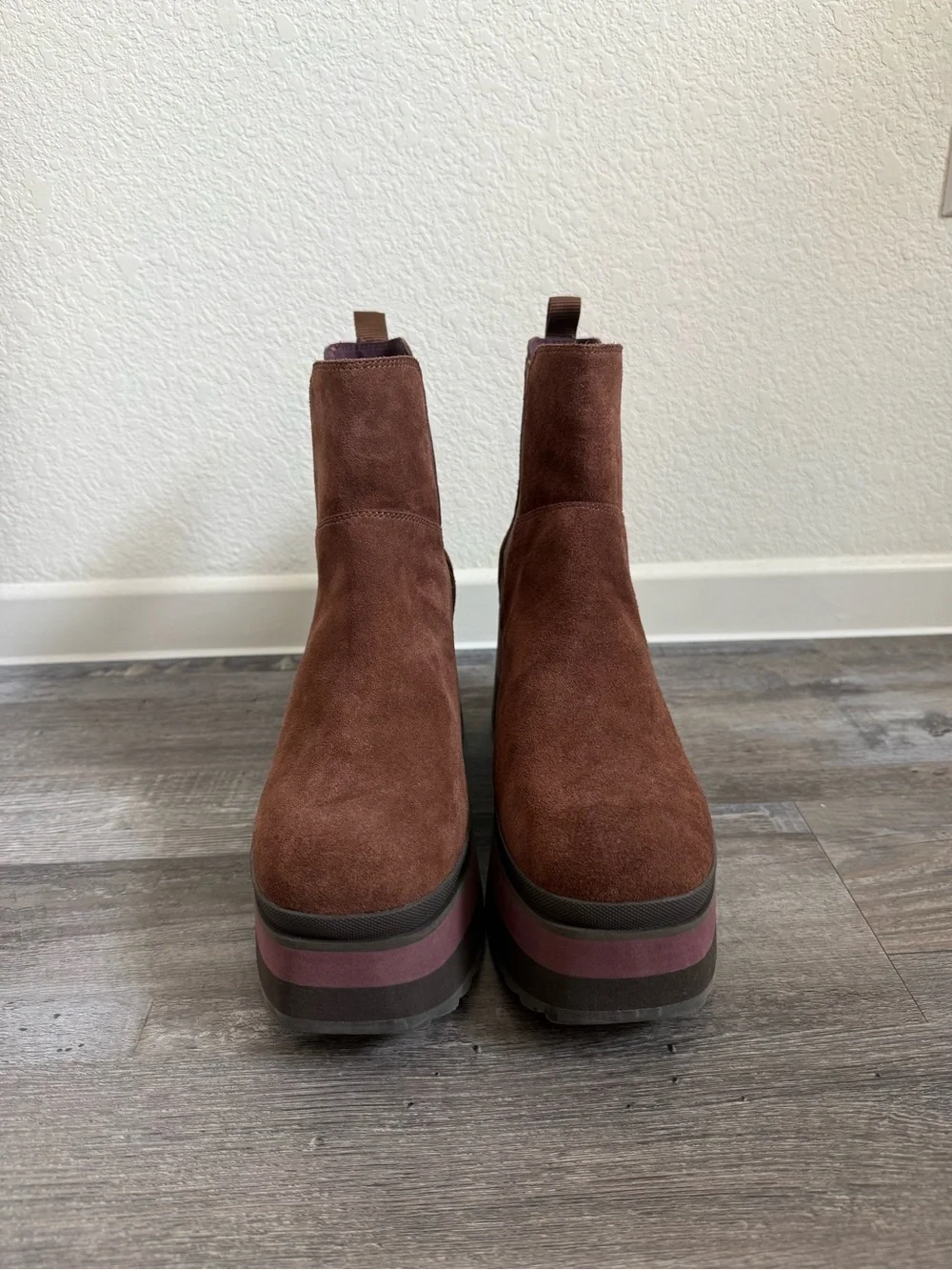 Naked Feet GUILD CACAO brown PLATFORM CHELSEA BOOTS size 11